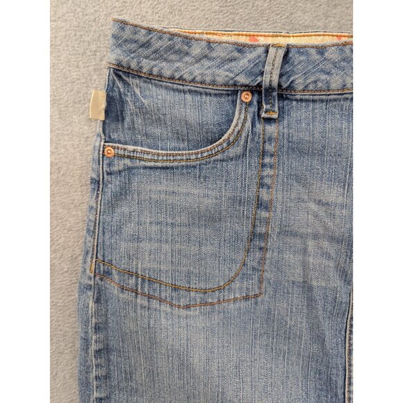 Zana Di Jeans Skirt Size 16 Blue Whiskers Flap Pockets Mini Pencile - Picture 2 of 13